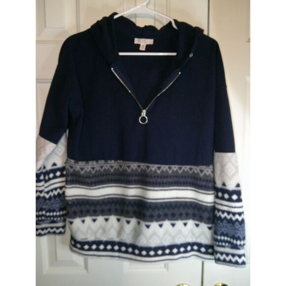 Como Vintage Tops - Como Vintage Pullover Hoodie Fair Isle Quarter Zip Sweater Size M